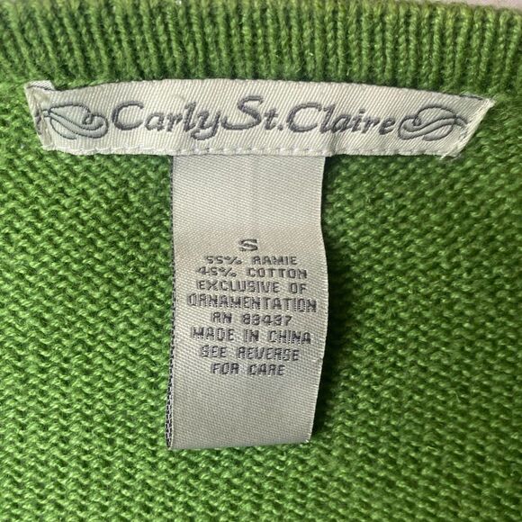 Vintage 90s Christmas Sweater Cardigan Carly St Claire S Embellished Embroidered - Picture 11 of 12